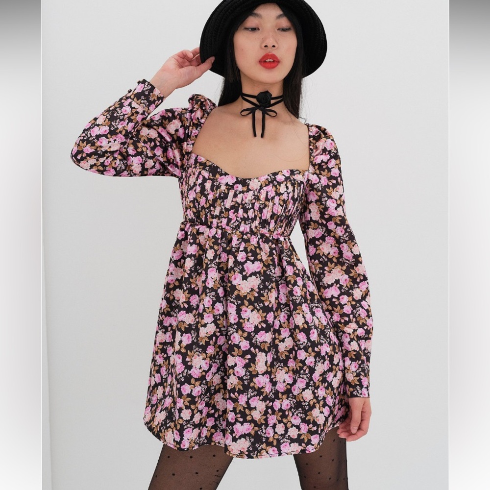 🍋For Love & Lemons Kate long sleeve mini dress sz S NWT